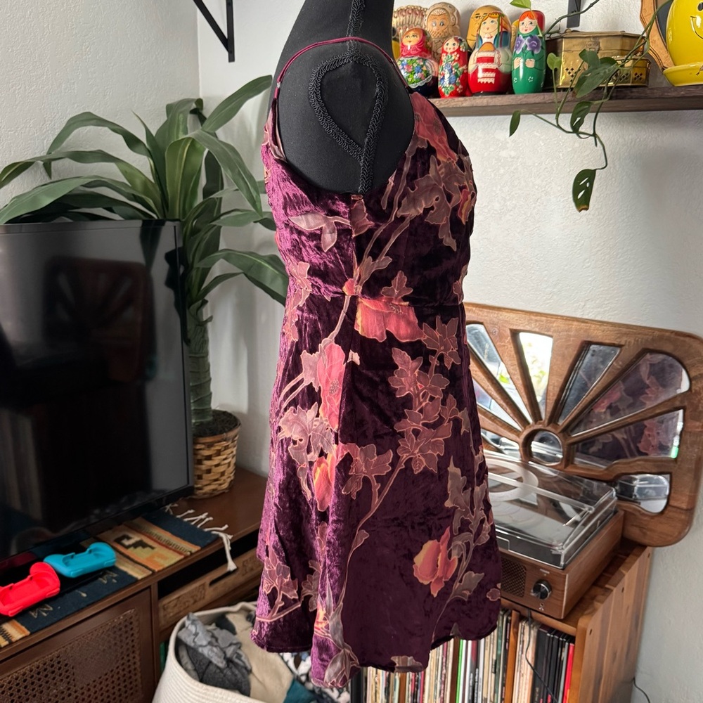 Lulus Catharine Plum Purple Floral Print Burnout Velvet Mini Dress - Picture 9 of 13